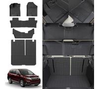 Thinzyou Floor Mats Compatible with 2016-2022 Honda Pilot Trunk Mat Cargo Liner TPE All Weather Back Seat Cover Protector 2021 Pilot 8 Seat Accessories (Trunk Mat with Backrest Mats+Floor Mats)