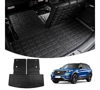 Thinzyou Cargo Mat Compatible with 2020-2025 Ford Explorer Trunk Mat Cargo Liner Seat Back Cover Protector TPE All Weather Trunk Liner 2024 Explorer Accessories (Trunk Mat with Backrest Mats)