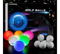 THIODOON Paquete de 12 pelotas de golf mejoradas que brillan en la oscuridad, nueva versión con luces LED, juegos de regalo de golf nocturno para hombres, niños y mujeres