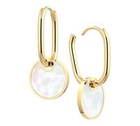 THIORA 'Colección Oasis' Pendientes de aro para mujer | Pendientes de acero inoxidable con opciones de nácar y bicolor | Joyas que cuenta historias | Oro, oro rosa, plata, 12.5mm x 18.5mm, Acero
