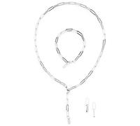 THIORA Island Links - Juego de cadenas de eslabones de acero inoxidable, collar, pulsera, pendientes para mujer, juego de joyas, oro, plata, oro rosa, Kette: 540 mm, Ohrringe: 30 mm