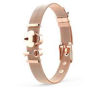 THIORA Pulsera para mujer | Juego de joyas de acero inoxidable de alta calidad | charmband charms de malla | regalo para mujeres | oro rosa oro plata, 23 cm, Acero inoxidable, Crystal
