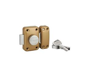 THIRARD 00067610 - Cerradura de puerta de entrada de tránsito 2 con botón y cilindro de 70 mm - Caja de acero sellada - Tipo de pestillo: botón + cilindro 70 mm - Cerraduras - Transit 2, dorado