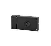 THIRARD - Caja de cerradura de doble entrada de superficie para puerta de sótano, pestillo simple, apertura a la izquierda, distancia entre ejes de 70 mm, 140 x 88 mm, color negro