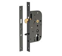 THIRARD - Caja de Cerradura Embutible con Gancho para Puerta Corredera - Eje 50 mm - Extremos Cuadrados - Caja Acero Embutido - Frente Acero - Pestillo Gancho Latón - Gálibo Plano Acero - Gris