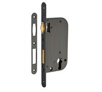 THIRARD - Caja de Cerradura Embutible con Rodillo para Puerta de Entrada - Caja Acero Embutido - Frente Acero - Rodillo Latón - Gálibo Plano Acero - Instalación Fácil - Gris