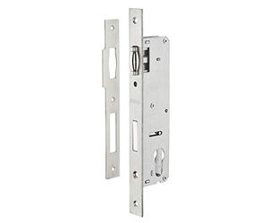 THIRARD - Caja de Cerradura Embutida a Rodillo con Cilindro para Carpintería Metálica - Eje 30 mm - Cuadrados - Zincado - Caja Acero - Tapa Inox - Pestillo Aleación Niquelada - Placa Inox - Gris