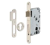 THIRARD - Caja de Cerradura Embutida con Cilindro - Eje 50 mm - Para Puerta de Entrada - Bordes Redondos - Caja Acero Estampado - Frente Acero - Medio Giro Reversible - Gris