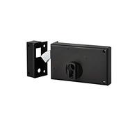 THIRARD - Caja de Cerradura Horizontal en Superficie Doble Entrada con Gancho para Portón - Izquierda - Eje 60 mm - 140 x 83 mm - Negro - Caja y Cerradero de Acero Curvado - Mecanismo de 2 Vueltas