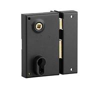 THIRARD - Caja de cerradura vertical de superficie de doble entrada con seguidor para apertura a la derecha, distancia entre ejes de 45 mm, 73 x 125 mm, negra