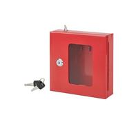 THIRARD - Caja de Llaves Vitrina de Pared - Acero - Uso Interior - Vidrio Intercambiable - Cierre con Llave - Cadena con Martillo Rompe Cristal, 3 Ganchos, 2 Llaves Incluidas - 170 x 175 x 55mm - Rojo
