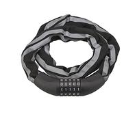 THIRARD - Candado Antirrobo con Cadena Cuadrada - Acero - Combinación Modificable 5 Dígitos - Motos, Bicicletas, Scooters, Barreras - Ø 6 x 6 x 900 mm - Banda Reflectante - Negro