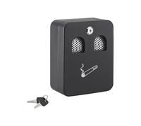 THIRARD - Cenicero de Pared - Acero - Compartimento Extraíble - 200 x 160 x 90 mm - 2 Llaves - Epoxy Negro Granulado - Fijación Mural - Caja Acero - Cierre con Cerradura