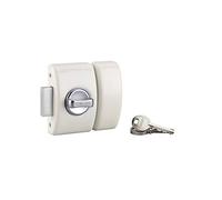 THIRARD - Cerradura con botón de diseño 5 para puerta de entrada - Cilindro de latón 40 mm - Ø 23 mm - Acero epoxi blanco - 3 llaves planas con gruñido - Altura 94 mm - Ancho 60 mm