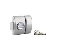 THIRARD - Cerradura con Botón Design 5 para Puerta de Entrada - Cilindro Latón 50 mm - Ø 23 mm - Acero Epoxy Plata - 3 Llaves Planas Dentadas - Seguridad Hogar - Alto 94 mm - Ancho 60 mm