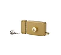THIRARD - Cerradura de doble entrada horizontal de superficie para puerta principal, mano izquierda, 140x94 mm, distancia entre ejes de 70 mm, color marrón, 3 llaves.