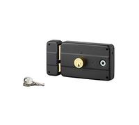 THIRARD - Cerradura de embutir de doble entrada horizontal para montaje en superficie para puerta principal, mano izquierda, 140x90 mm, pestillo de 60 mm, color negro, 3 llaves.
