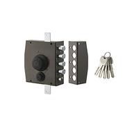 THIRARD - Cerradura de Sobreponer con Botón para Puerta Principal - 154 x 140 mm - 3 Puntos - Derecha - 5 Llaves - Caja y Contrachapa de Acero - Cierre de Tres Puntos - Seguridad Reforzada - Negro