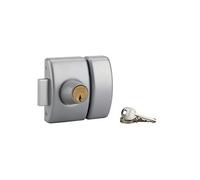 THIRARD - Cerradura doble entrada diseño 5 para puerta de entrada acristalada - Cilindro latón 40 mm - Ø 23 mm - Acero epoxi plateado - 3 llaves planas con gruñido - Altura 94 mm - Ancho 60 mm
