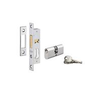 THIRARD - Cerradura Embutida con Cilindro para Puerta Metálica - Eje 15 mm - Cil. 30 x 30 mm - Borde Cuadrado - 3 Llaves - Frente Inox - Perno Aleación Niquelada - Gris