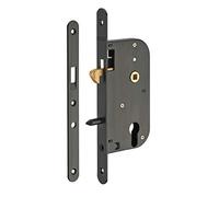THIRARD - Cerradura Embutida con Gancho para Puerta Corredera - Eje 50 mm - Borde Redondo - Caja de Acero - Frente de Acero - Pestillo de Latón - Gris