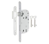 THIRARD - Cerradura Embutida con Llave para Puerta de Dormitorio - Eje 40 mm - Bisel Redondo - Blanco - 2 Llaves - Caja de Acero Estampado - Frente de Acero - Mecanismo de 1 Giro