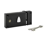 THIRARD - Cerradura horizontal con aplique con llave de batido para puerta - Derecha - Eje 56 mm - 140 x 82 mm - Negro - 2 llaves - Baúl y pasador de acero incrustado - Mecanismo de 6 gargantas