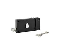 THIRARD - Cerradura horizontal con apliques de 6 ranuras para tirar, para entrada recta, acero recubierto, eje 64 mm, cuadrado 7 mm, dimensiones 140 x 88 mm, acabado negro granito, 2 llaves incluidas
