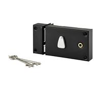 THIRARD - Cerradura Horizontal de Superficie con Llave para Portón - Izquierda - Eje 56 mm - 140 x 88 mm - Negro - 2 Llaves - Mecanismo 6 Guardas - Anti-Corrosión