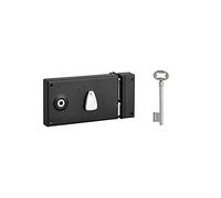 THIRARD - Cerradura Horizontal en Superficie con Llave y Manija para Puerta de Habitación - Derecha - Eje 58 mm - 140 x 82 mm - Negro - 1 Llave - Mecanismo de 2 Vueltas
