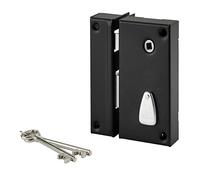 THIRARD - Cerradura vertical con aplique, 6 ranuras, para entrada izquierda, eje 45 mm, cuadrado 7 mm, 75 x 130 mm, negro, 2 llaves incluidas, maletero y pasador de acero recubierto