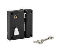 THIRARD - Cerradura vertical con aplique con llave de batido para puerta - Derecha - Eje 45 mm - 75 x 130 mm - Negro - 2 llaves - Baúl y pasador de acero - Mecanismo de 6 gargantas - Bloqueo seguro
