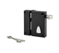 THIRARD - Cerradura Vertical en Superficie 6 Guardas con Tirador para Entrada - Izquierda - Eje 45 mm - Cuadrado 7 mm - 75 x 130 mm - Negra - Caja y Gálibo de Acero Curvado - 2 Llaves Incluidas