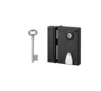 THIRARD - Cerradura Vertical en Superficie con Llave y Manija para Puerta Interior - Cuadrado 7 mm - Eje 40 mm - Dimensiones 110 x 70 mm - Acabado Negro - 1 Llave Incluida - Seguridad Reforzada