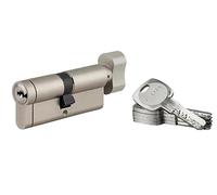 THIRARD - Cilindro de cerradura con botón de 40 BTx40 mm, sistema de seguridad con acabado de níquel, uso puerta de entrada, fabricado en Francia. Incluye 4 llaves planas reversibles