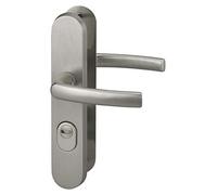 THIRARD - Conjunto de Manillas de Seguridad para Puerta de Entrada - Pomo Doble - Aluminio Macizo - Diseño Elegante y Práctico - Entr'Eje de Fijación 216 mm - Acabado Inox - Cuadrado 7 mm - Gris