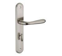 THIRARD - Conjunto de Manillas para Baño y Aseo Athena - Acero Embutido - Uso Práctico con Cerradura - Cuadrado 7 mm - Entraxes 195 mm - Acabado Níquel Cepillado - Gris