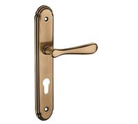 THIRARD - Conjunto de Manillas para Puerta de Entrada Arthemis - Acero Estampado - Orificio para Cilindro - Cuadrado 7 mm - Entr'Ejes 195 mm - Acabado Latón Envejecido - Amarillo/Dorado