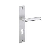 THIRARD - Juego de Manillas para Puerta de Entrada Crecy - Aluminio Anodizado Plata - Agujero de Cilindro - Cuadrado 7 mm - Entr'Ejes 195 mm - Estético y Práctico - Gris