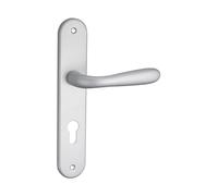 THIRARD - Juego de Manillas para Puerta de Entrada Goccia con Agujero para Cilindro - Cuadrado 7 mm - Entre Ejes 195 mm - Cromo Satinado - Placas de Aluminio Embutido - Manillas de Aluminio - Gris