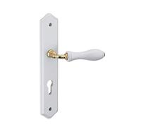 THIRARD - Juego de Manillas para Puerta de Entrada Themis - Madera Blanca - Práctico y Estético - Con Orificio para Cilindro - Entr'Ejes 195 mm - Cuadrado 7 mm - Blanco