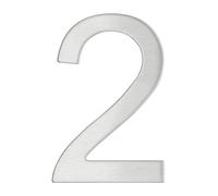 THIRARD - Número 2 Adhesivo - Acero Inoxidable - Resistente a Intemperie - Adhesivo 3M Potente - Altura 76 mm - Gris - Diseño Elegante - Aplicaciones Decorativas