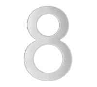 THIRARD - Número 8 Adhesivo - Acero Inoxidable - Resistente a Intemperie - Adhesivo 3M Potente - Altura 76 mm - Gris - Diseño Elegante - Aplicaciones Decorativas