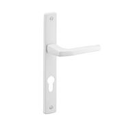 THIRARD - Par de Manillas para Puerta de Entrada con Agujero de Cilindro - Aluminio - Placas Estrechas - Béquillas de Aluminio - Cuadrado de Acero 7 mm - Entre Ejes 195 mm - Blanco