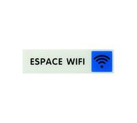 THIRARD - Señalización Espacio WIFI - Plexiglás Adhesivo - Decoración de Pared - Señalética Brillante - Accesorio de Oficina - Indicación Eficaz - 170 x 45 mm - Blanco