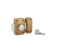 THIRARD - Verrojo con Botón Apache - Cilindro 60 mm - Acero - Epoxy Oro - Seguridad Puerta de Entrada - Ø 23 mm - Caja 90 x 60 mm - Amarillo/Dorado - 3 Llaves Dentadas