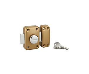 THIRARD - Verrojo con Botón Apache - Cilindro 60 mm - Acero - Epoxy Oro - Seguridad Puerta de Entrada - Ø 23 mm - Caja 90 x 60 mm - Amarillo/Dorado - 3 Llaves Dentadas