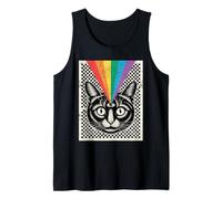 Third Eye Cat Rainbow Rays Trippy Optical Camiseta sin Mangas