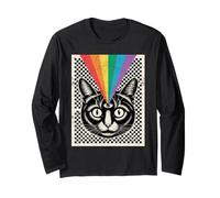 Third Eye Cat Rainbow Rays Trippy Optical Manga Larga
