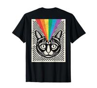 Third Eye Cat Rainbow Rays Trippy Optical (Parte Trasera de Arte) Camiseta